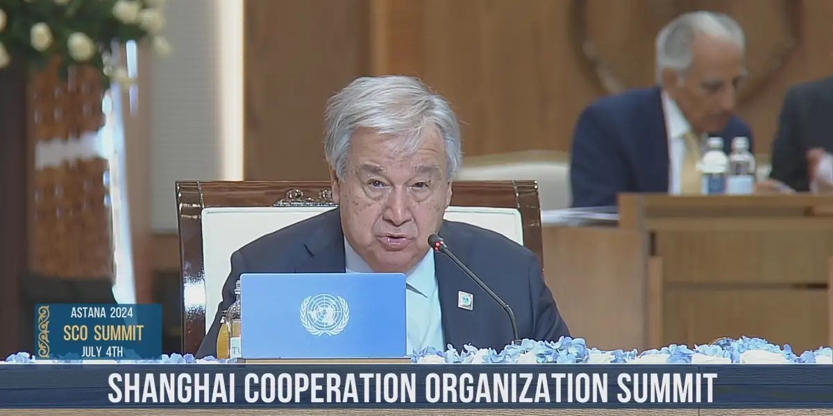 The UN Secretary General António Guterres at the 2024 SCO Summit. Source: Silkway TV Image