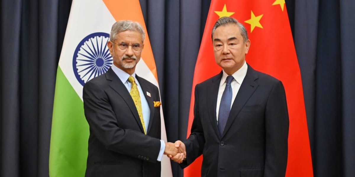 Indian External Affairs Minister S. Jaishankar meeting with Chinese counterpart Wang Yi at the SCO Summit in Astana. Source: India Today Image