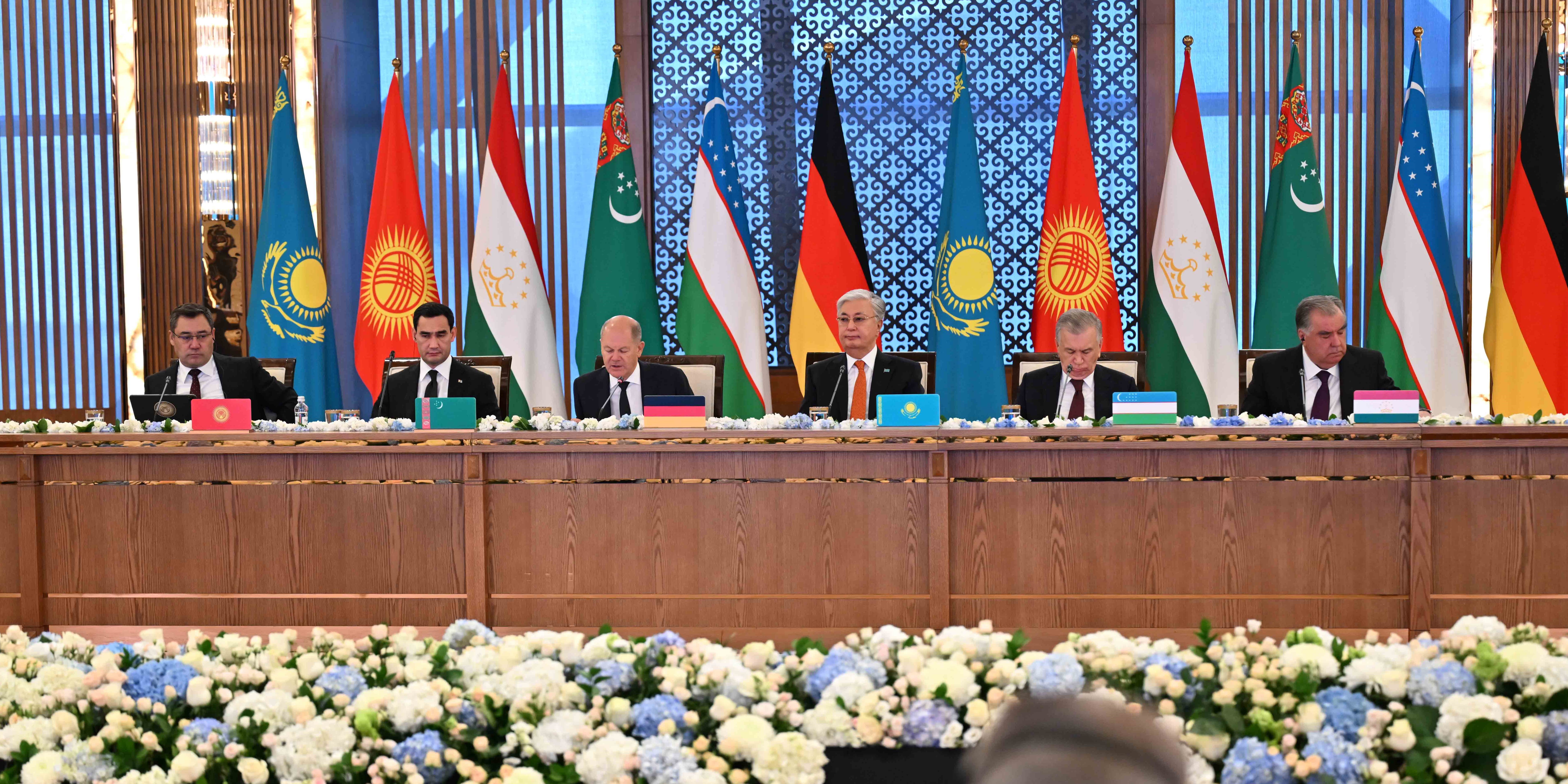 The 5 Central Asian leaders and German Chancellor Scholz attended the 2nd Germany-Central Asia summit in Astana. Source: Akorda Image